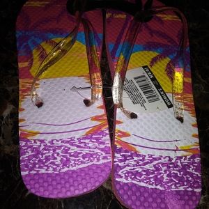 Tropical prints flip flop women #432